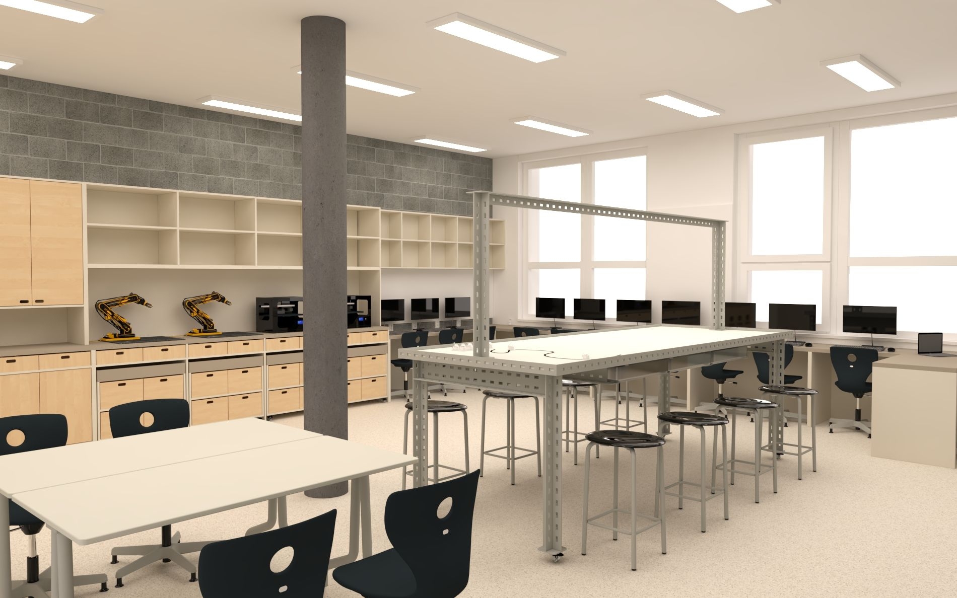 Učebna robotiky s vybavením